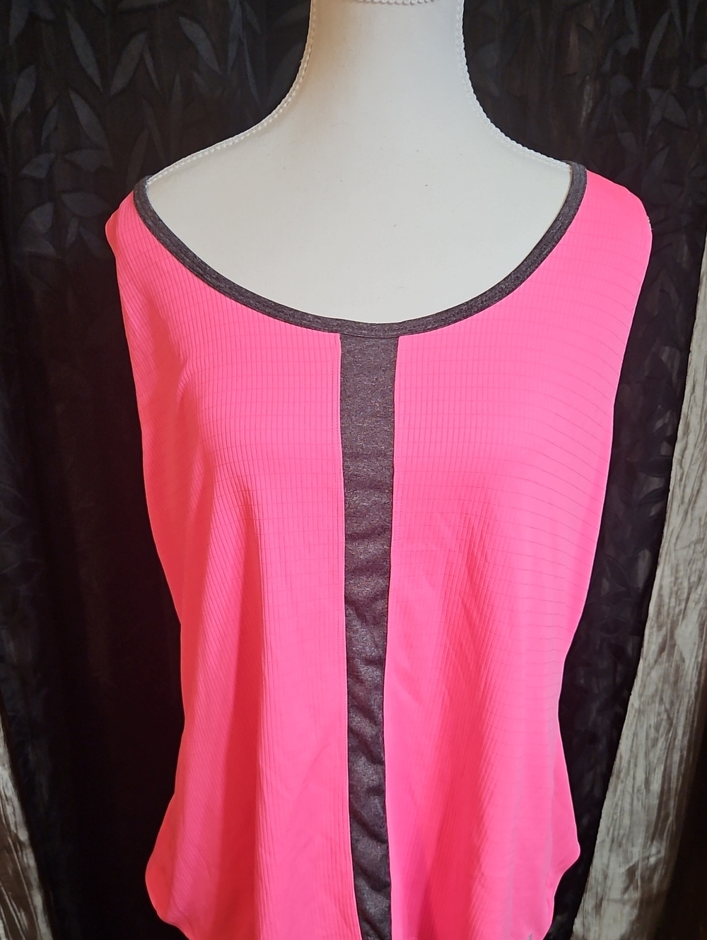 Avia Hot Pink Tank with Charcoal Center Stripe